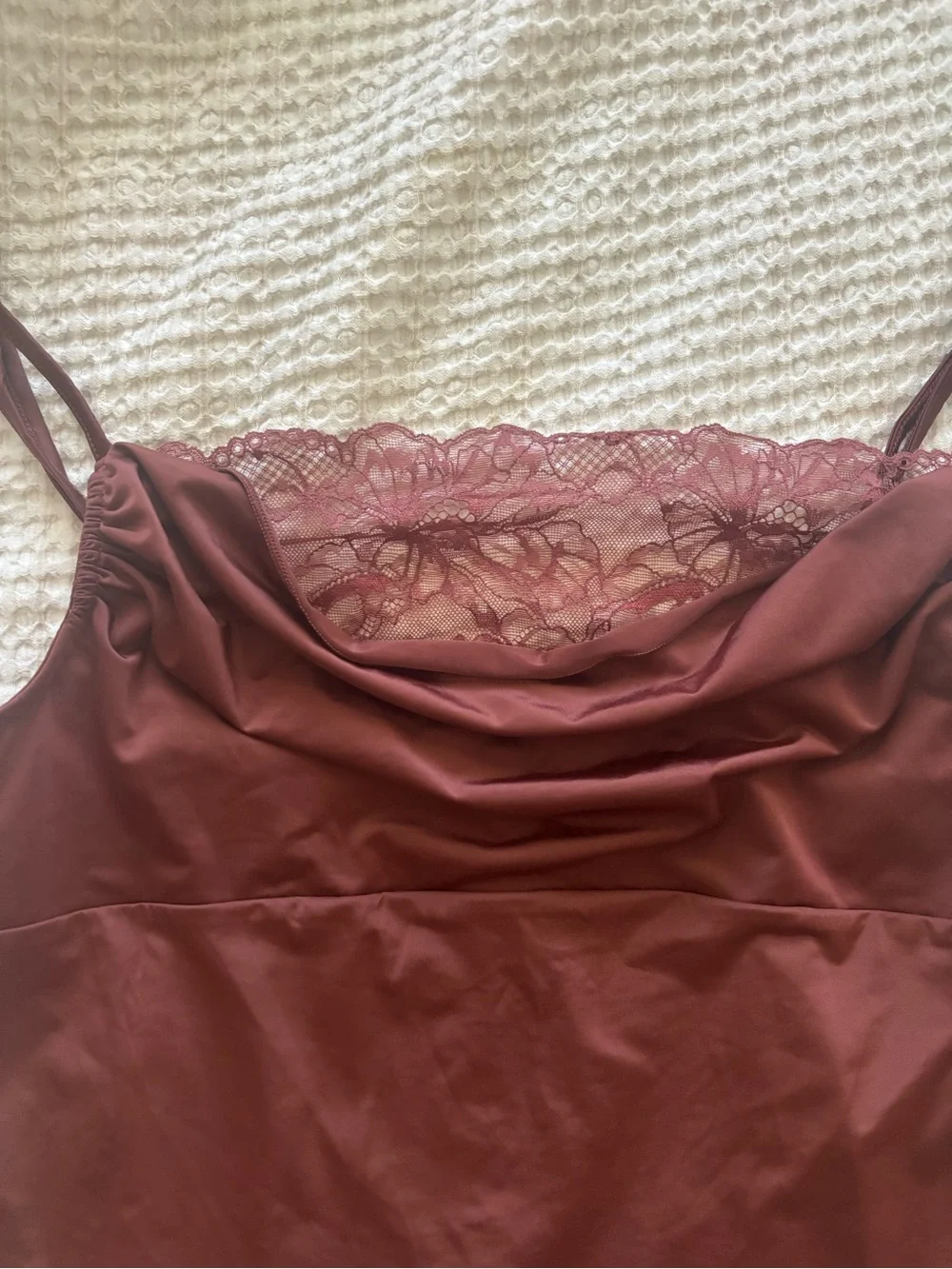 NWOT Intimately Free People Sophie Lace Trim Camisole jersey burgundy Large